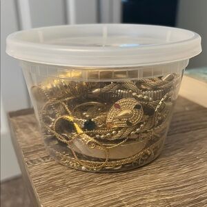 Assorted Gold-Tone Jewelry Mystery Jar